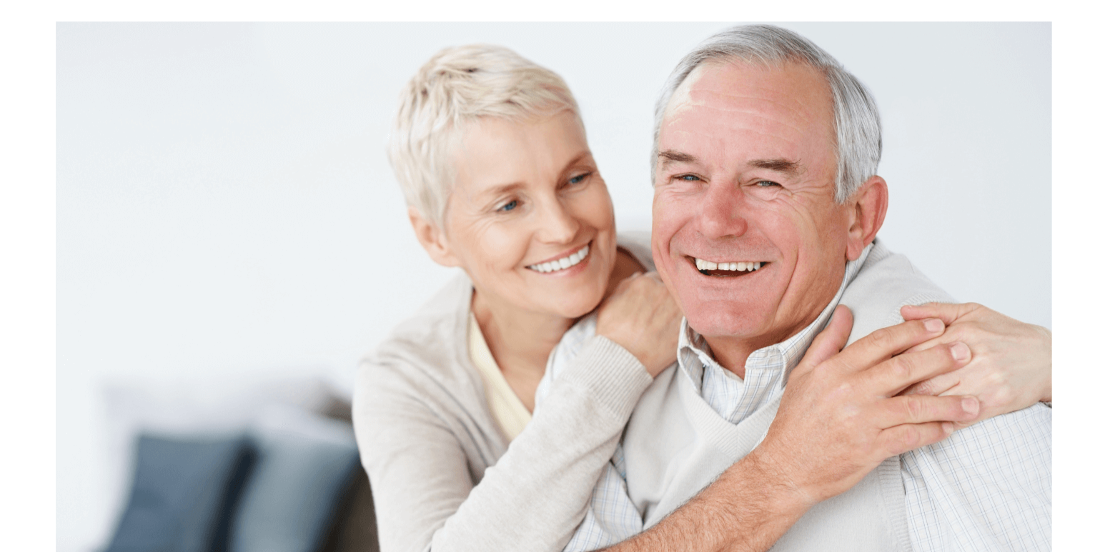 smiling couple with clear skin