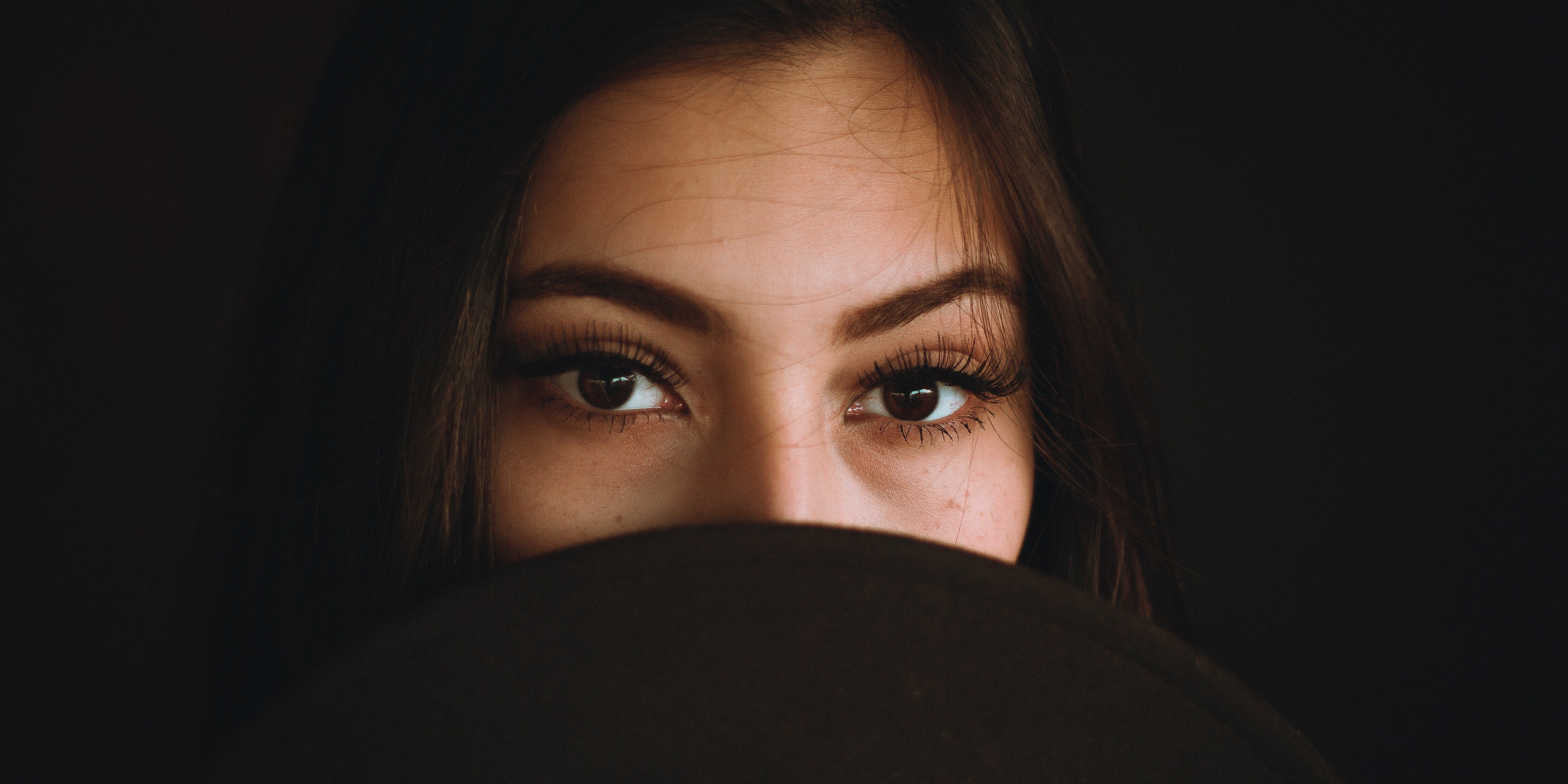 close up of woman's eyes